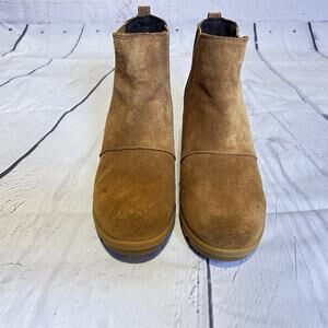 Sorel Joan of Arctic Wedge Chelsea Suede Camel Ankle Boots Size 9.5 NL3676- 242